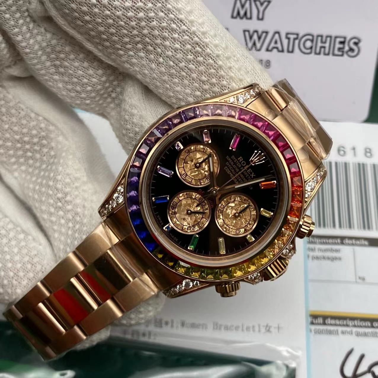 Super Clone Rainbow Rolex Daytona - Everose