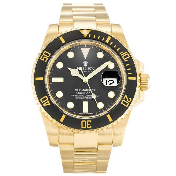 Swiss Clone Replica Rolex Submariner Full Gold Black Dial