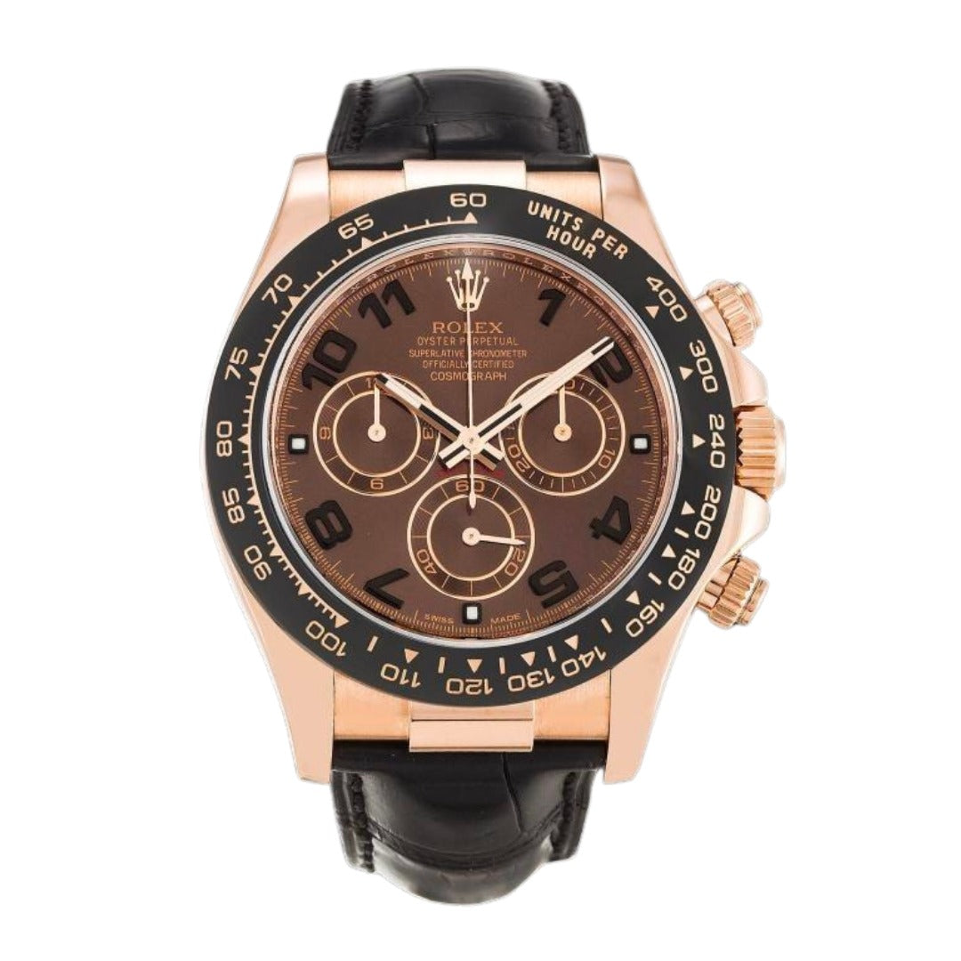 Rolex Daytona Rose Gold Leather Bracelet Replica