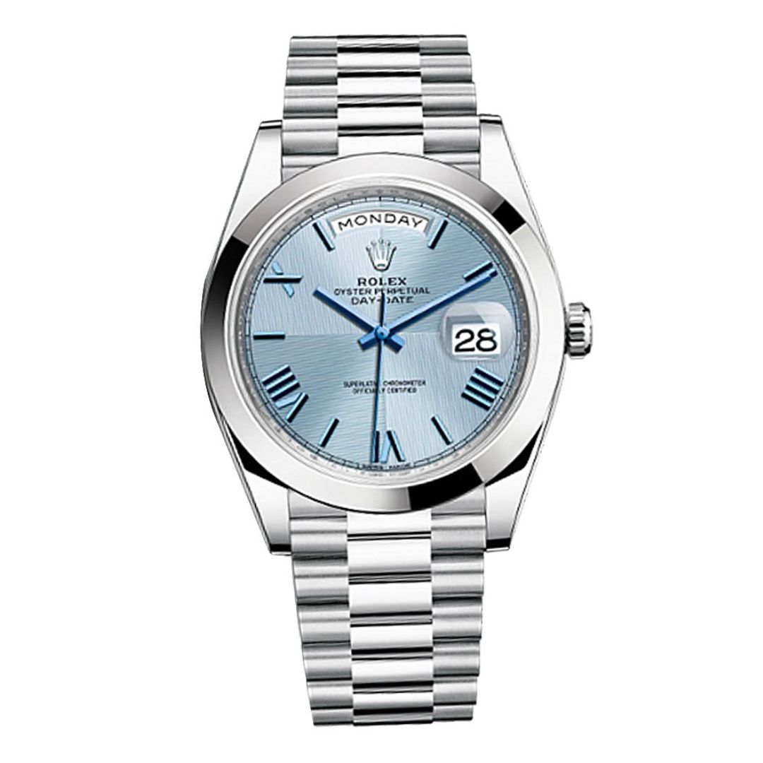 Swiss made Replica Rolex Day Date Ice Blue Dial Platinum