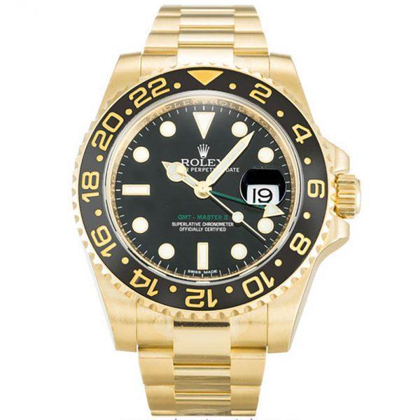 Swiss Clone Rolex GMT Master 2 Gold with Black Dial