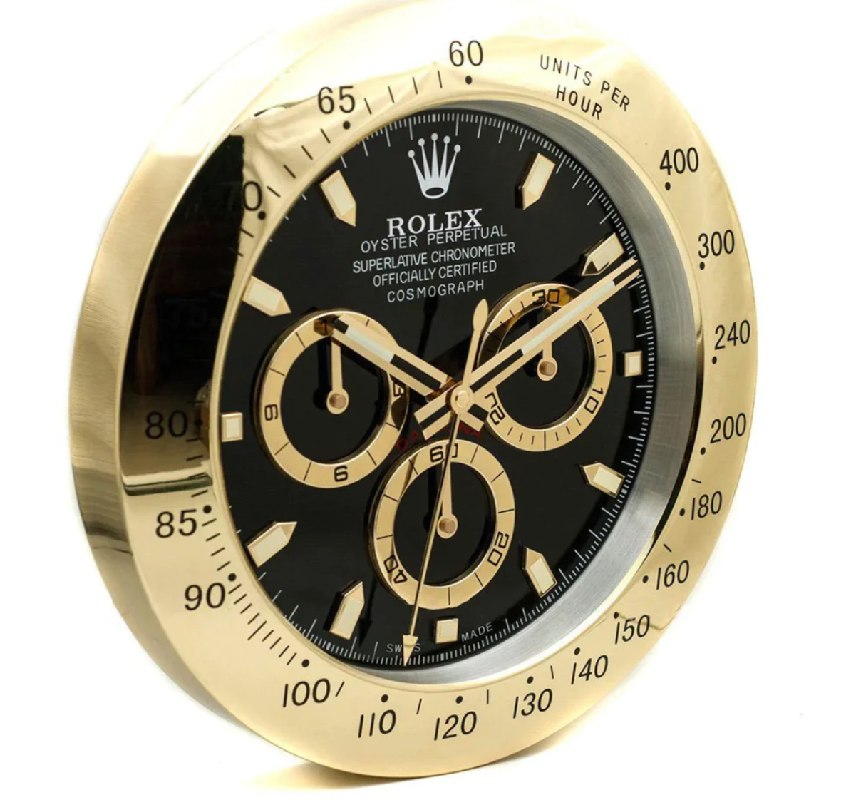 Golden Daytona Black Dial Wall Clock - IP Empire Replica Watches