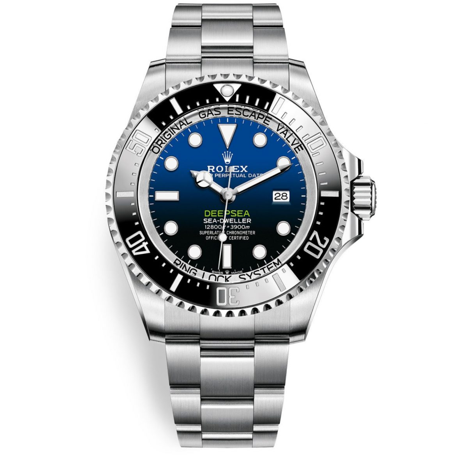 Replica Rolex Deepsea Rubber Band - Silver/Dark Blue