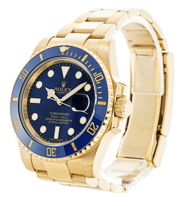 Rolex Submariner Full Gold Blue Dial Swiss Clone Replica