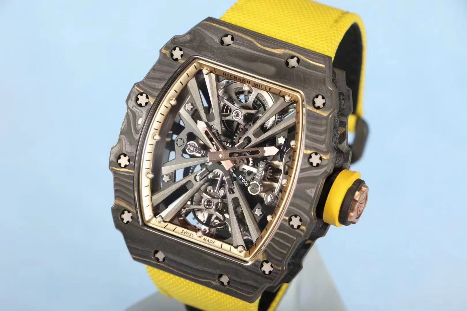 Richard Mille Replica 12-01 Real Tourbillon Real Carbon Movement Swiss Clone - IP Empire Replica Watches