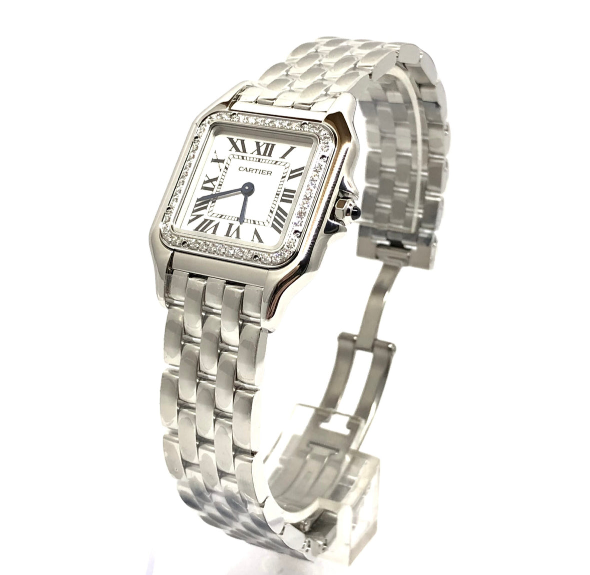 Replica clone Cartier Panthere Stainless Steel & Diamonds Medium Model Ladies Watch, W4PN0008 - IP Empire Replica Watches