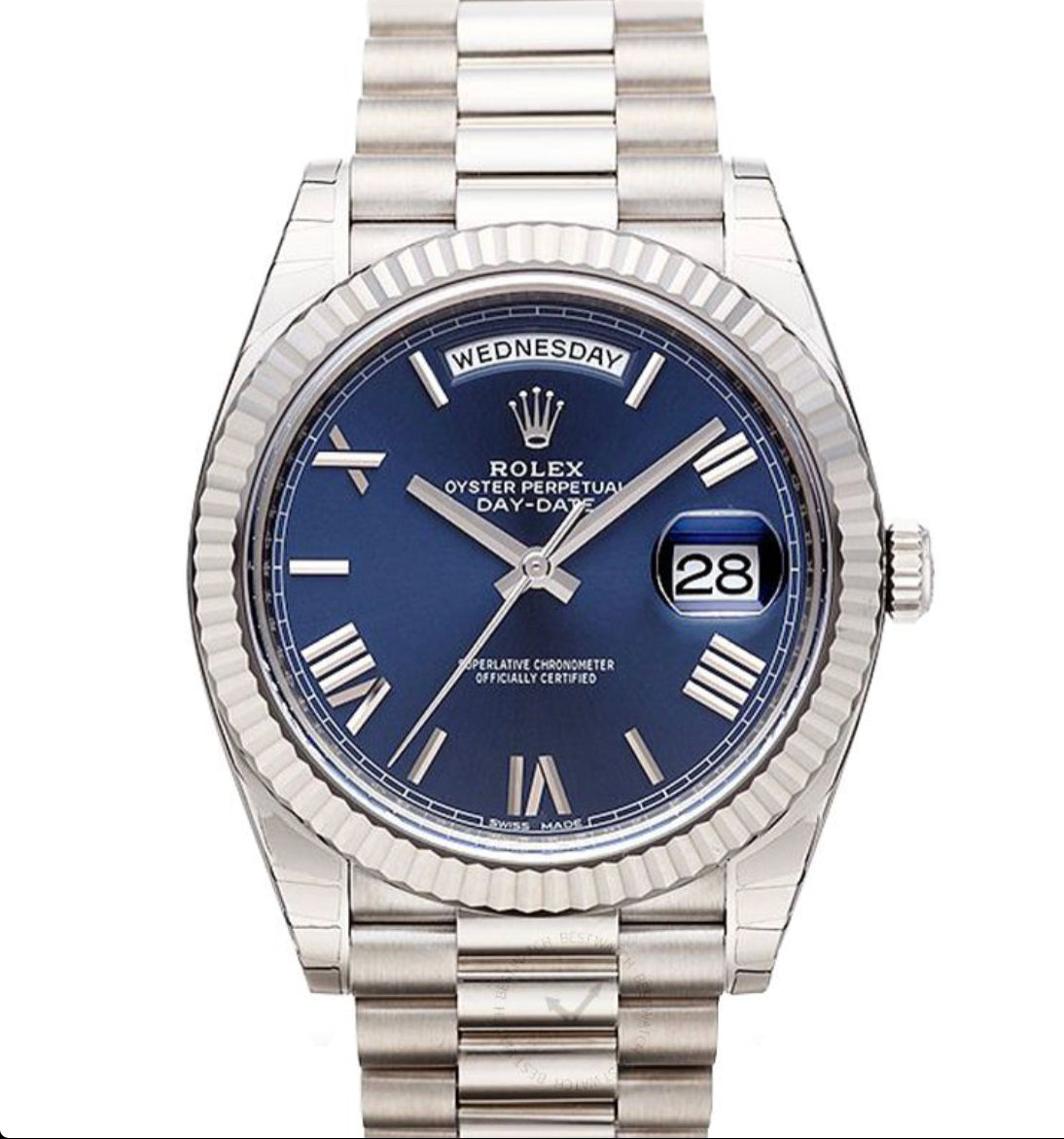 Replica Rolex Day-Date 40 Blue Dial 18K White Gold