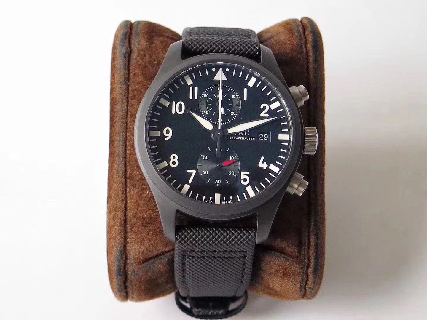 Replica IWC Pilot Top Gun Movie Chronograph IW389001 Ceramic Black Dial7750 2022 - IP Empire Replica Watches