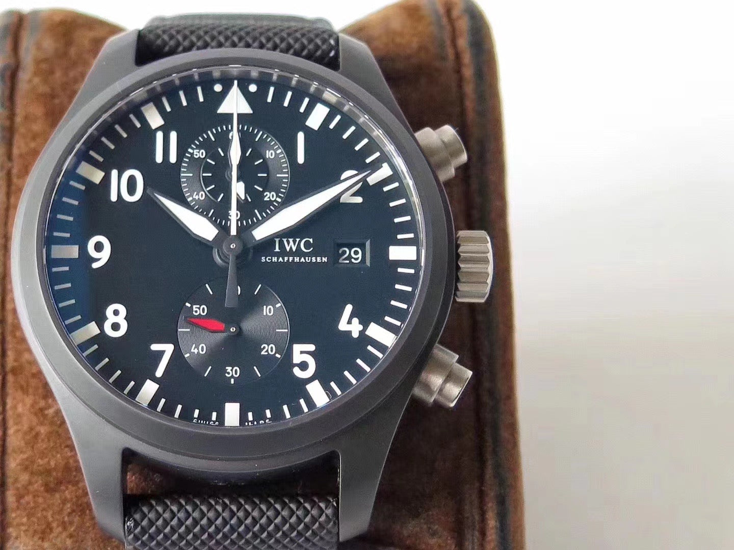 Replica IWC Pilot Top Gun Movie Chronograph IW389001 Ceramic Black Dial7750 2022 - IP Empire Replica Watches