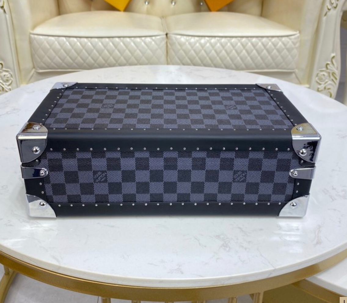 Replica Louis Vuitton Damier Graphite canvas 8 WATCH CASE BOX M47641 blue - IP Empire Replica Watches