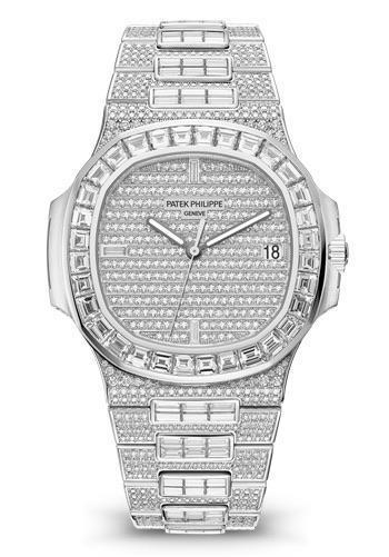 Swiss made Best Replica Patek Philippe Nautilus Jumbo 5719/10G-010 DM Stainless Steel & Diamonds Diamond Dial Swiss 324SC - Replica Swiss Clones Watches